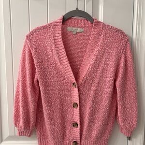 LOFT Button-Up Rose Cardigan